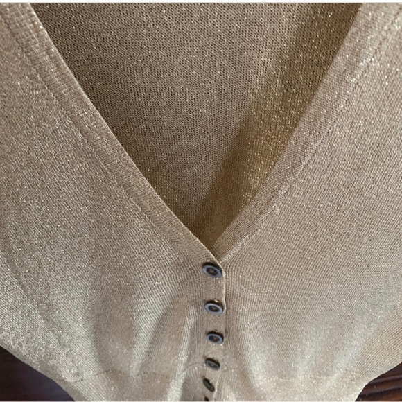 THE LIMITED GOLD METALLIC V-NECK CARDIGAN - Picture 2 of 9